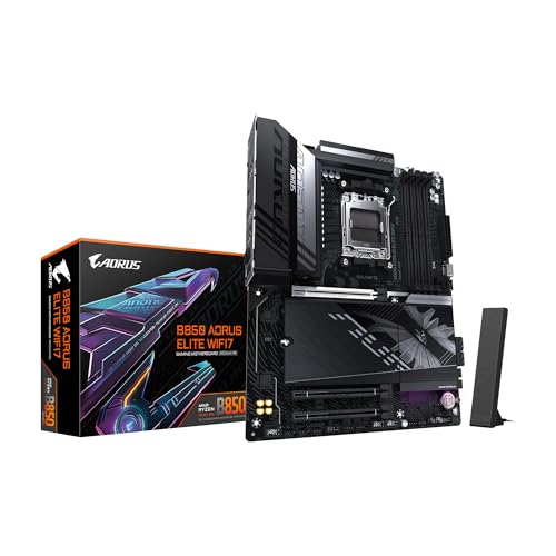 GIGABYTE B850 AORUS Elite WIFI7 AMD AM5 ATX Motherboard, Support AMD Ryzen 9000/8000/7000 Series, DDR5, 14+2+2 Power Phase, 3X M.2, PCIe 5.0, USB-C, WIFI7, 2.5GbE LAN, EZ-Latch, 5-Year Warranty