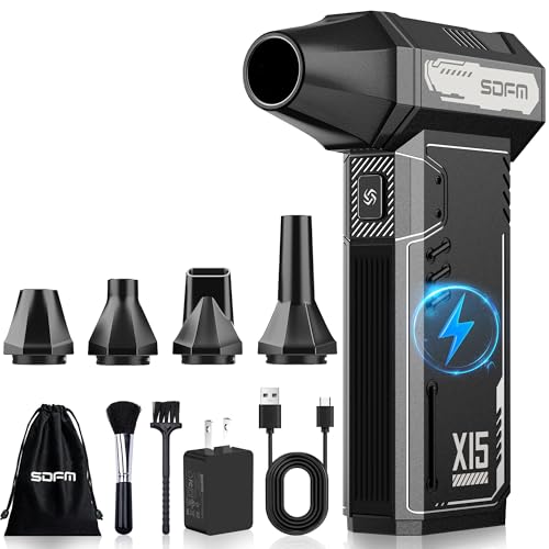 SDFM Compressed Air Duster - 180,000 RPM Electric Air Duster - with Brushless Motor, 3-Gear Adjustable Air Duster - for Keyboard, PC, Car, Air Bed, and Home Cleaning (X15)