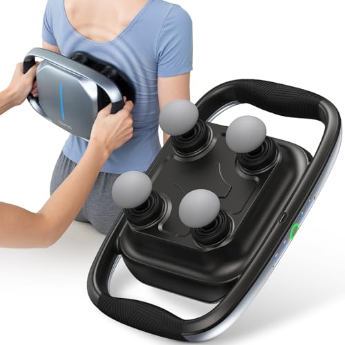 RENPHO Massage Gun Deep Tissue, Gifts for Men Women Handheld Neck Massager with Replaceable 4-Head and Plate, Muscle Percussion Massage Tool for Neck Back Massager for Women Men, Quad, HSA Approved