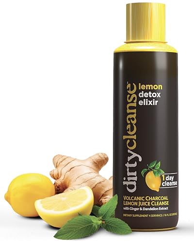 Dirty Cleanse Lemon Detox with Volcanic Charcoal with Ginger and Dandelion Extract, 4 servings