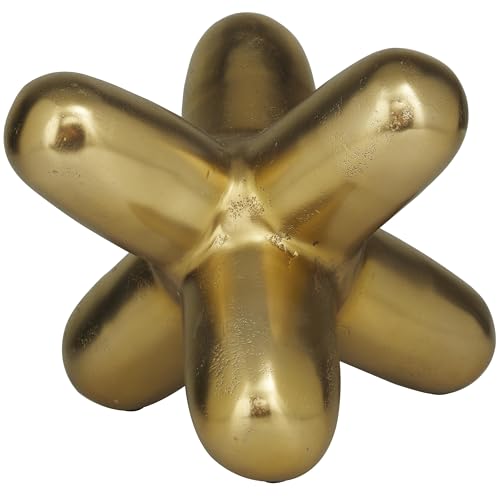 Deco 79 Aluminum Metal Abstract Decorative Sculpture Jack Home Decor Statue, Accent Figurine 10" x 10" x 8", Gold