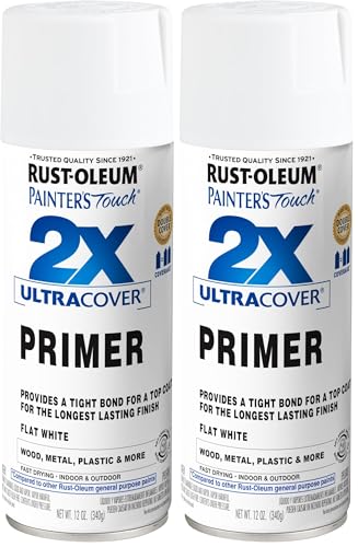 Rust-Oleum 249058 Painter's Touch 2X Ultra Cover, 12 Fl Oz , Flat White Primer, 12 Ounce (Pack of 2)