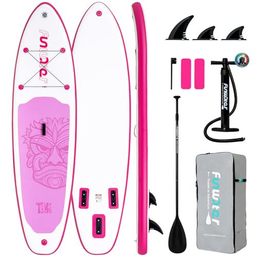 FunWater 10'6×33"×6" Inflatable Stand Up Paddle Board with Premium SUP Paddleboard Accessories,Adults & Youth for All Skill Levels, Included with Board, Paddle, Pump, Three Fins, Backpack