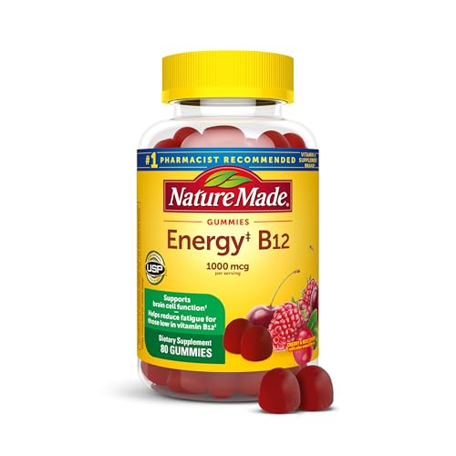 Nature Made Vitamin B12 Gummies 1000 mcg per serving, Dietary Supplement for Energy Metabolism Support, B12 Vitamins, 80 Gummy Vitamins, 40 Day Supply