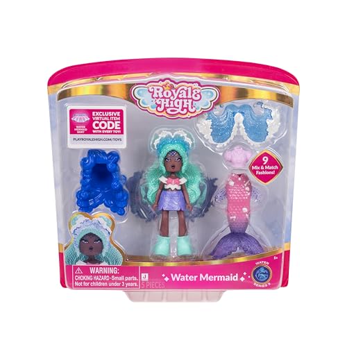 Royale High 3” Water Mermaid Fashion Doll - 1 Figure with 9 Fashion Accessories - Virtual Item Code Included - Series 3 - Ages 5+