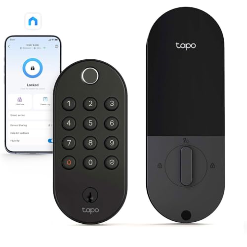Tapo Smart Wi-Fi Deadbolt Door Lock - Fingerprint Recognition, Keyless Tactile Buttons & in-App Monitoring, Auto-Lock, IP54, BHMA Certified, Compatible with Standard Door Sizes, Tapo DL105