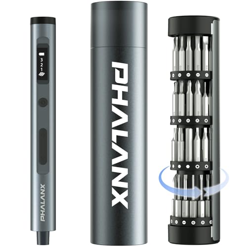 60-in-1 Electric Screwdriver, Mini 3.7V Cordless Precision Screwdriver Set with Magnetic Rotatable Rack & 60 Bits, 5/32" Hex, Type-C Rechargeable, for Phone, Camera, Laptop, Watch Repair (Grey)