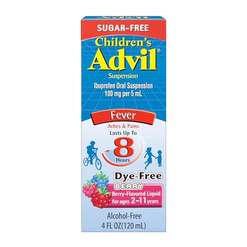 Children's Advil Pain Reliever and Fever Reducer, Dye Free and Sugar Free Ibuprofen Oral Suspension, Berry Flavored - 4 Fl Oz