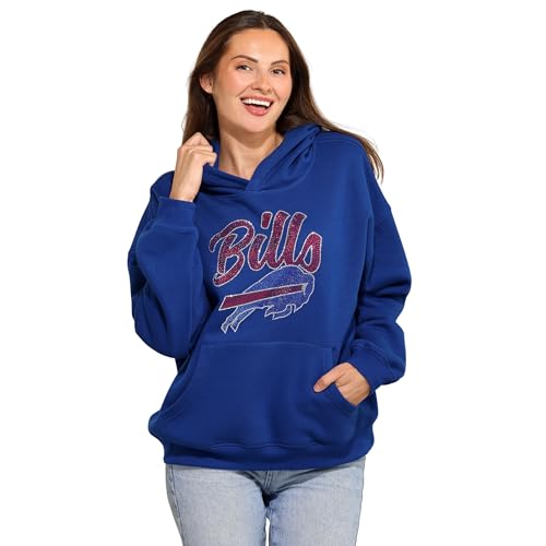 FOCO Buffalo Bills NFL Womens Rhinestone Logo Oversized Hoodie - L