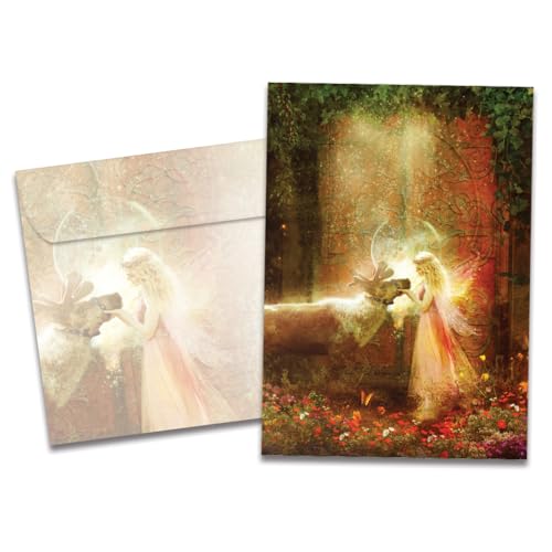 Tree-Free Greetings Gentle Kindness Solstice Cards - 10 Recycled 5x7 Cards & Matching Envelopes, Thick Cardstock, Made in USA - Mystical Fairy Ring