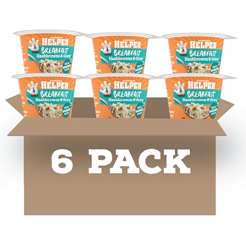 Hamburger Helper BREAKFAST Hashbrowns & Gravy Microwave Cup (2.3 oz - 6 Pack) No Artificial Flavors, Ready in 4 Minutes, Quick Breakfasts for Busy Mornings & Families On-the-Go