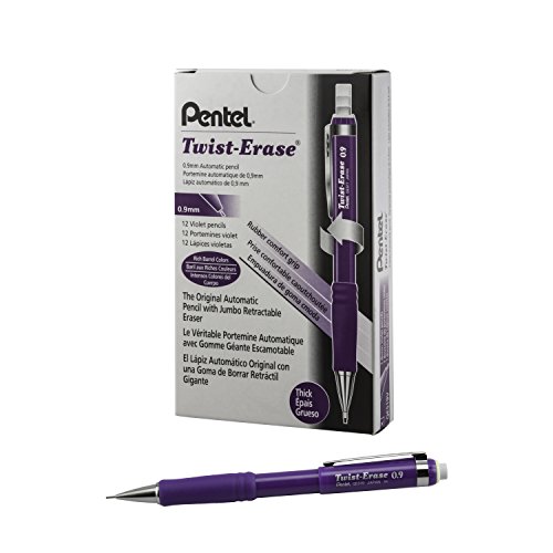 Pentel Twist-Erase III Mechanical Pencil, (0.9mm), Violet Barrel, Box of 12 (QE519V)