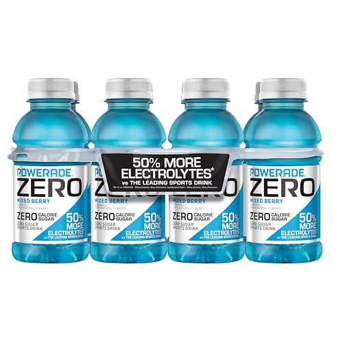 POWERADE Electrolyte Enhanced Zero Sugar Mixed Berry Sports Drink, 12 Ounce (Pack of 8)