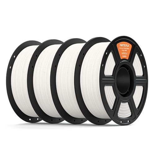 ELEGOO Matte PLA Filament 1.75mm White 4KG, 3D Printer Filament High Precision, 4pcs 1kg Spool (2.2lbs) Fits for Most FDM 3D Printers
