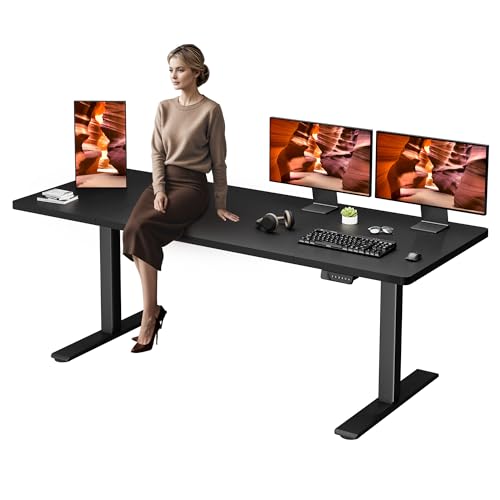 FitStand Dual Motor Standing Desk, Large Stand Up Desks, 79x31 Inches Electric Sit Stand Desk, 4 Memory Preset Adjustable Height Home Office Desk (Black)