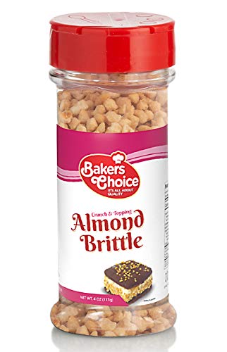 Baker’s Choice Almond Brittle Crunch - Nut Dessert Ice Cream Topping - For Ice Cream, Sundaes, Cupcakes, or Milkshakes - Dairy Free, Kosher - 4 oz.