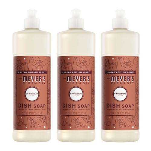 Mrs. MEYER'S CLEAN DAY Liquid Dish Soap, Gingerbread Scent, 16 Fl Oz Bottle - 3 Pack