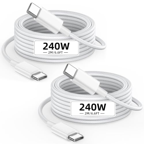 MPATIBY USB C to USB C Cable, 240W C to C Cable Fast Charging [6.6FT, 2 Pack] Type C Charger Fast Charging USBC to USBC Cord for iPhone 17 16 15 Pro Max iPad MacBook Air Pro S26 S25 Ultra