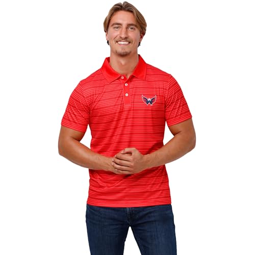 FOCO Washington Capitals NHL Mens Striped Polyester Polo - XL