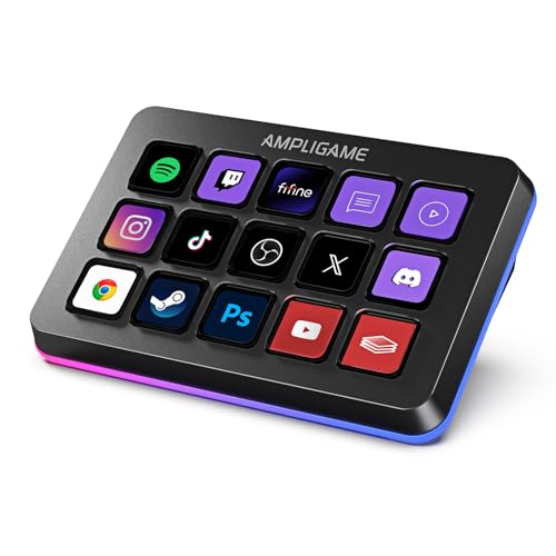 FIFINE AmpliGame Stream Controller with 15 Macro Keys, Streaming Keyboard with Trigger Actions in OBS/Twitch/YouTube/Streamlabs, Shortcut Buttons Keypad Works with Mac and PC-D6