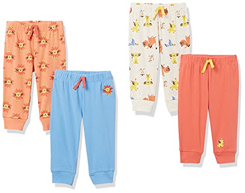 Amazon Essentials Disney | Marvel | Star Wars Baby Boys' Pants, Pack of 4, Lion King Play Eat Roar, Preemie