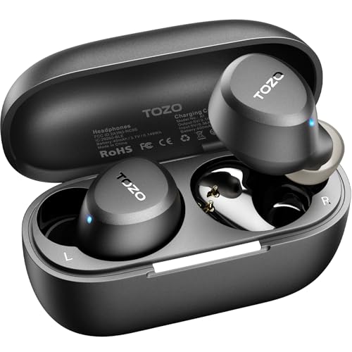 TOZO A1 Wireless Earbuds Bluetooth 5.3 Light Weight in Ear IPX5 Waterproof Headphones 2 Mic for AI Calls, Immersive Premium Sound Bass Headset with Charging Case, 32 Presets EQ Customization via App
