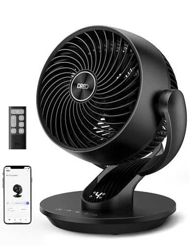 DREO Smart Fan for Bedroom, 120° Vertical and 90° Oscillating Fan with Voice Control, 13 Inch Quiet Air Circulator for Whole Room, 70 ft, 4 Speeds, 5 Modes, 12H Timer, Desk Fans for Home, Office