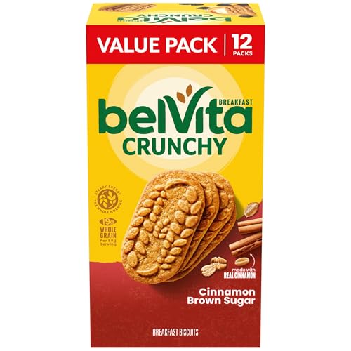 belVita Breakfast Bars Biscuits, Cinnamon Brown Sugar, Value Pack, 12 Packs (4 Biscuits Per Pack)