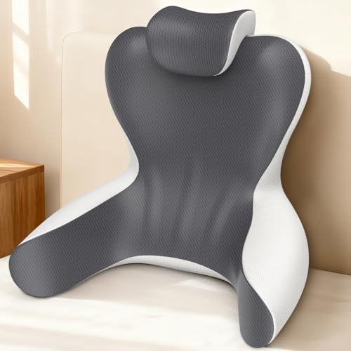 Reading Pillow for Sitting in Bed, 22”H Back Pillow for Sitting Up,Lumbar Rest & Neck Support Bed Pillows,Backrest Bed Chair with Arms for Reclining,Gaming,Resting,Watching TV in Couch or Floor