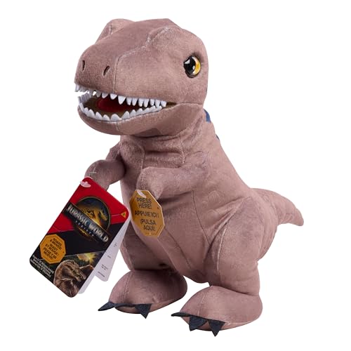 JURASSIC WORLD Rebirth Roaring T. rex, 10.5 Inch Interactive Plush Dinosaur Toy, Boys and Girls Ages 3 and Up, Kids Toys for Ages 3 Up by Just Play