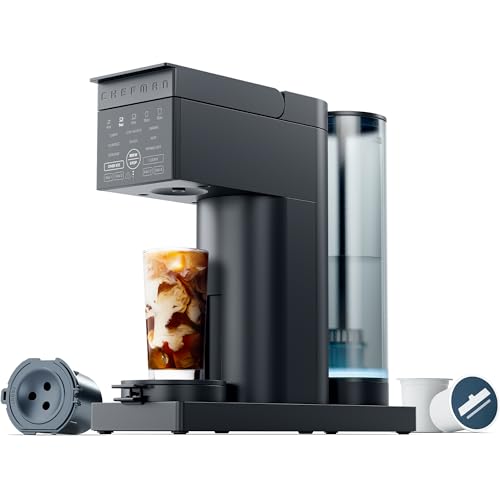 Chefman Caffeinator Single Serve Coffee Maker, Brew Kcups & Grounds, Drip Coffee Machine with Brew Strength Settings, Iced Coffee Function, 48 oz. Removable Water Reservoir