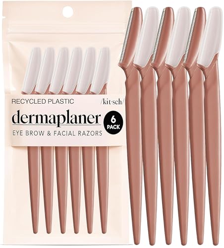Kitsch Dermaplane Razor for Women Face – Face Razors for Women & Men, Eye Brow Razors & Face Shaver – Exfoliating Facial Razor & Dermaplaner as Skin Care Tool for Smoother Skin - Terracotta, 6 pcs