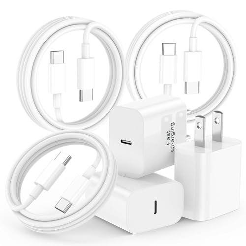 iPhone 17 16 15 Charger Fast Charging,3-Pack 20W Apple USB C Charger Block with 60W Type C to USB C Cable Cord 6FT for iPhone 17 Pro Max/17 Air/16 Pro Max/Air/iPad/Galaxy/Pixel/Travel & Home Use