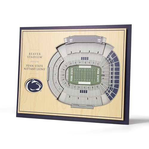 YouTheFan NCAA Penn State Nittany Lions 5-Layer StadiumView 3D Wall Art - Beaver Stadium, 13.00" x 17.00", Team Colors