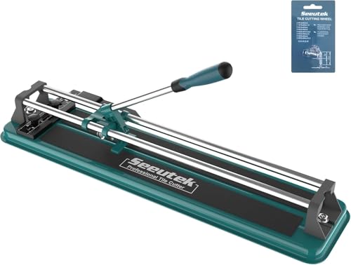 Seeutek 17 inch Manual Tile Cutter - Professional Porcelain Ceramic Tile Cutter, Double Rails Design with Tungsten Carbide Cutting Wheel, Easy to Use