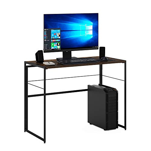 Furinno Riau No Tool/No Assembly/Folding Metal Frame Computer Desk, Rustic Oak/Black, 39 Inch