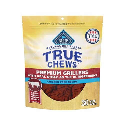 Blue Buffalo True Chews Premium Grillers Dog Treats, Made in the USA with Natural Ingredients, Steak, 30-oz. Bag