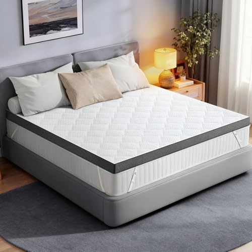 Extra Firm King Mattress Topper: 3 Inch Super Support Mattress Pad, High Density Foam for Back Pain, Breathable Washable Cover with Anti-Slip Straps, No Smell, CertiPUR-US Oeko-Tex Certified 80x76