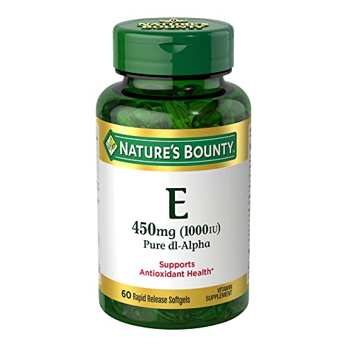 Nature's Bounty Vitamin E 1000 IU Softgels, Supports Antioxidant Health & Immune System, 1 Serving per Day, No Gluten, 60 Softgels (Pack of 1)