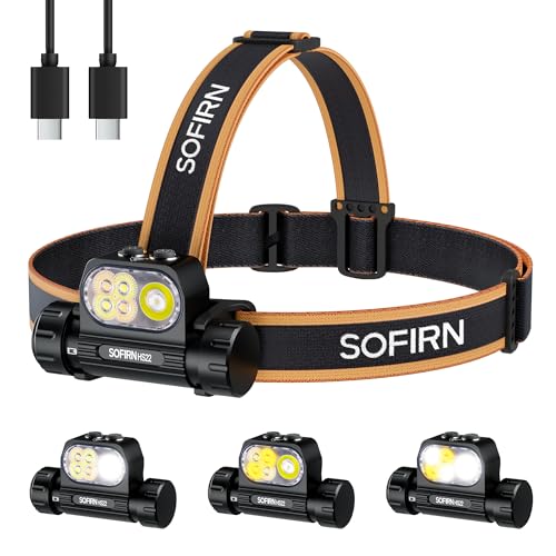 Sofirn HS22 Rechargeable Headlamp 2500 Lumens, Stepless Tint Mixing (2700K Warm to 6500K Cool), Dual Beam LED Headlight with Floodlight Spotlight, IP66 Waterproof for Camping, Hiking& Hard Hat Work