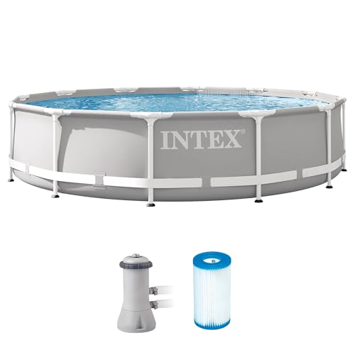 Intex 26711EH Prism Frame Premium Above Ground Swimming Pool Set: 12ft x 30in – Includes 530 GPH Cartridge Filter Pump – SuperTough Puncture Resistant – Rust Resistant – 1718 Gallon Capacity