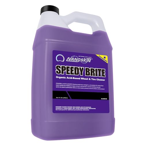 Nanoskin SPEEDY BRITE Pro Grade Wheel & Tire Acid Cleaner, 1 gallon - Chrome & Coated Wheel Safe, Cleaning with Organic Acid | Removes Brake Dust & Road Grime for Auto Detailing, Body Shop Safe