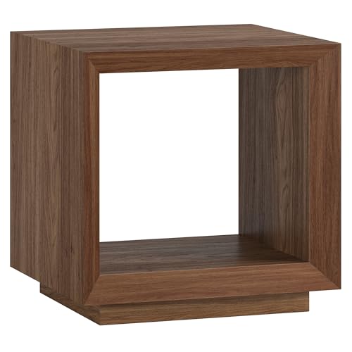 Henn&Hart 22" Modern Rectangular End Table, Side Table, Nightstand with Open Display Shelf for Living Room, Office, Family Room, or Bedroom, Medium Walnut