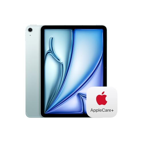 Apple iPad Air 11-inch with M3 chip Built for Apple Intelligence, Liquid Retina Display, 256GB, 12MP Front/Back Camera, Wi-Fi 6E + 5G Cellular, Touch ID — Blue with AppleCare+ (2 Years)