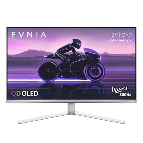 Philips Evnia 27M2N8500 QD OLED Gaming Monitor, QHD 2560 x 1440, 360Hz, 0.03ms Response time, Ambiglow, USB Hub, Height Adjustable, 4-Year Advance Replacement, Xbox PS5 Switch Compatible