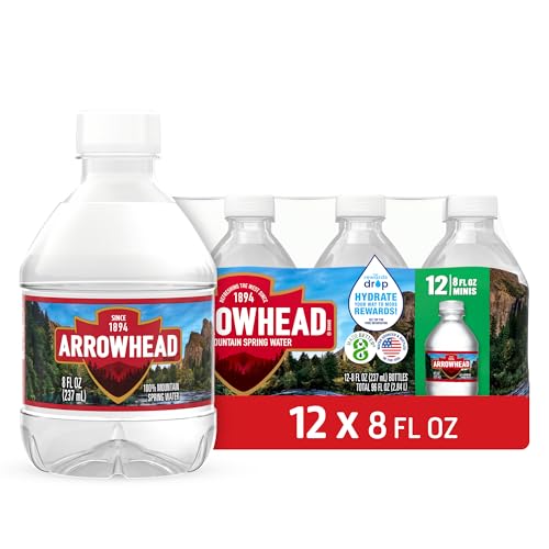 Arrowhead Mountain Spring Water Bottles, 12 Pack - Still Bottled Water with Naturally Occurring Minerals & Electrolytes for Taste - 8 Fl Oz