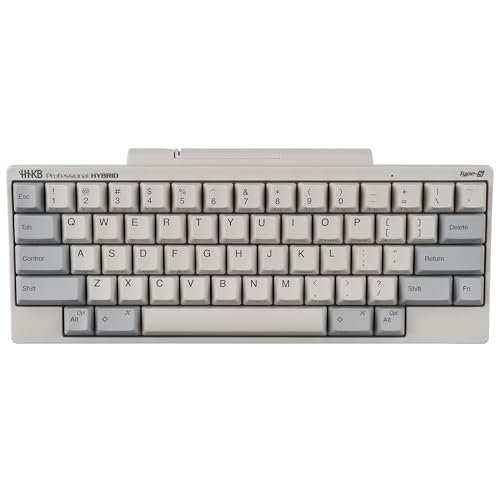 HHKB - Happy Hacking Keyboard Professional Hybrid Type-S (Wireless, Bluetooth, Wired, USB, Silent, Mac, Windows, White, Printed) with 2 Year Advance Exchange Warranty