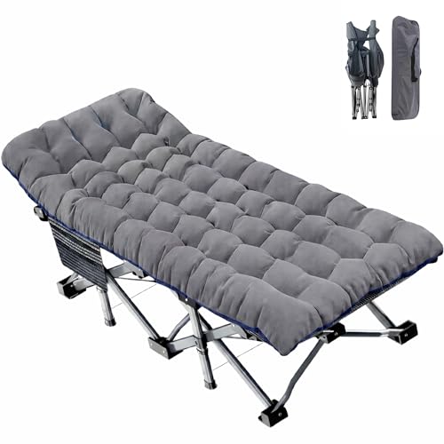 ABORON XXL Camping Cot for Adults, Oversized 78"×32" Folding Camping Bed, 900LBS Heavy Duty Outdoor Sleeping Cot with Mattress Pad, 1200D Oxford, Portable with Carry Bag