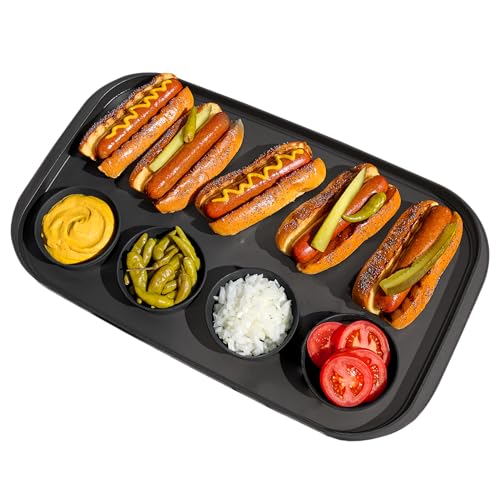 madesmart Dipware Family Style Serving Tray 4-Bowl Plate for Gameday and BBQs, Football Serving Tray, Stackable & Removable Bowls, Dishwasher & Microwave Safe, Reusable Plate, Carbon
