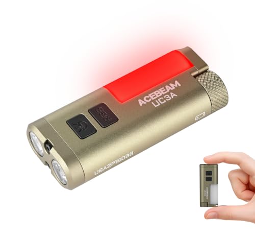 ACEBEAM UC3A Rechargeable EDC AAA Flashlight, 900 High Lumens Multi-Light Source Mini Flashlight with Camping and 9 RGB Lights, Small Flat Pocket LED Magnetic Keychain Flashlight for Home Emergency